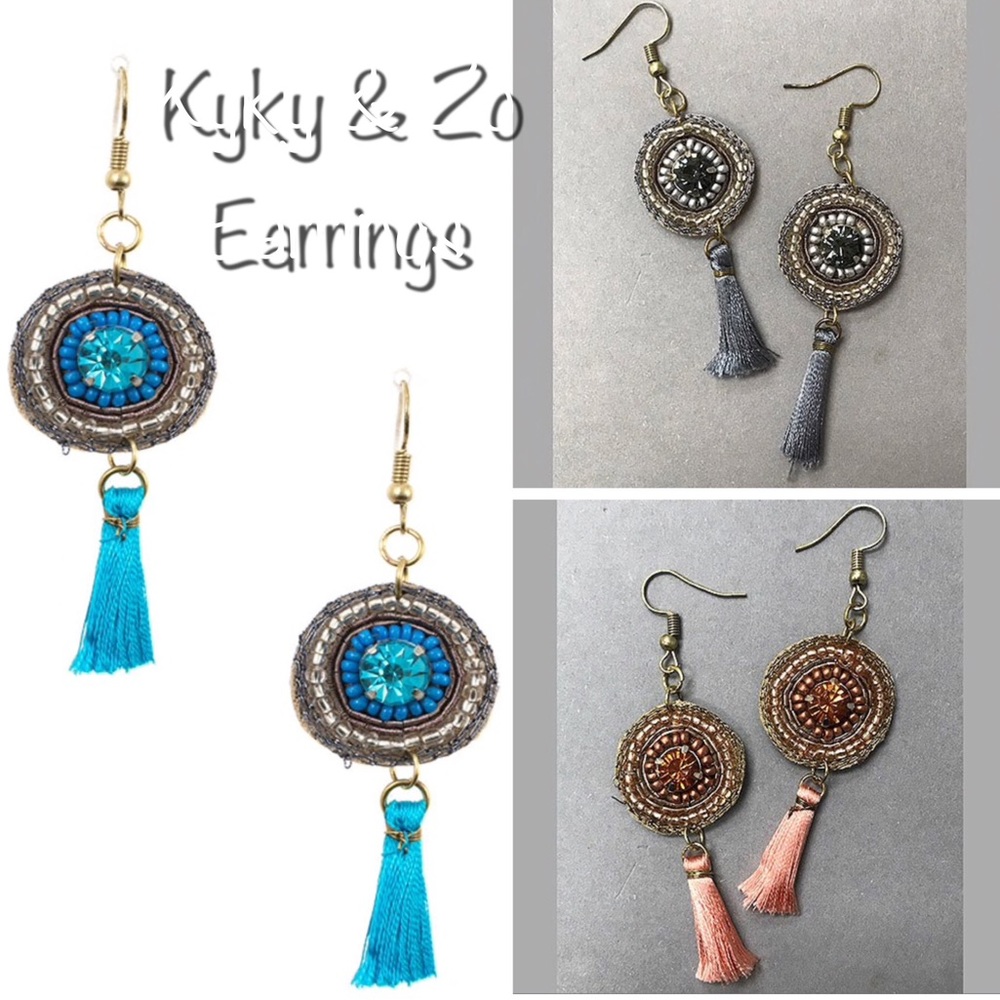 Kyky&Zo Hand-beaded Tassel Earrings. NWT